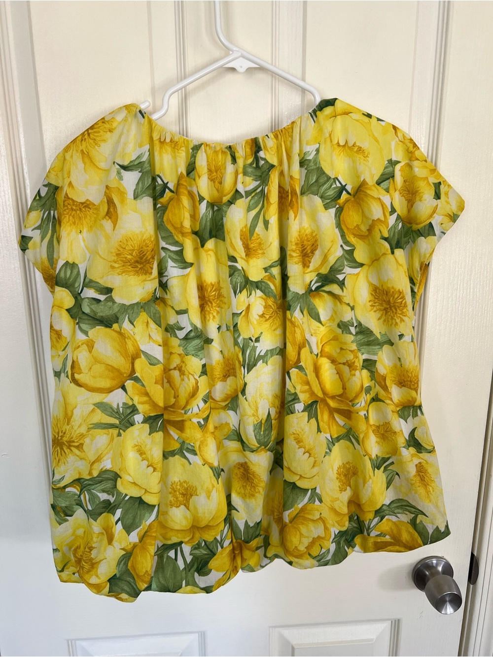 Carla Rockmore Collection Bubble Yellow Peony Floral Peasant Blouse Size Large - Picture 8 of 9